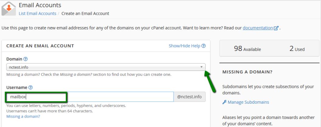 How To Create an Email Account in cPanel? HostNOC Guide 9 Enter the username in the new email